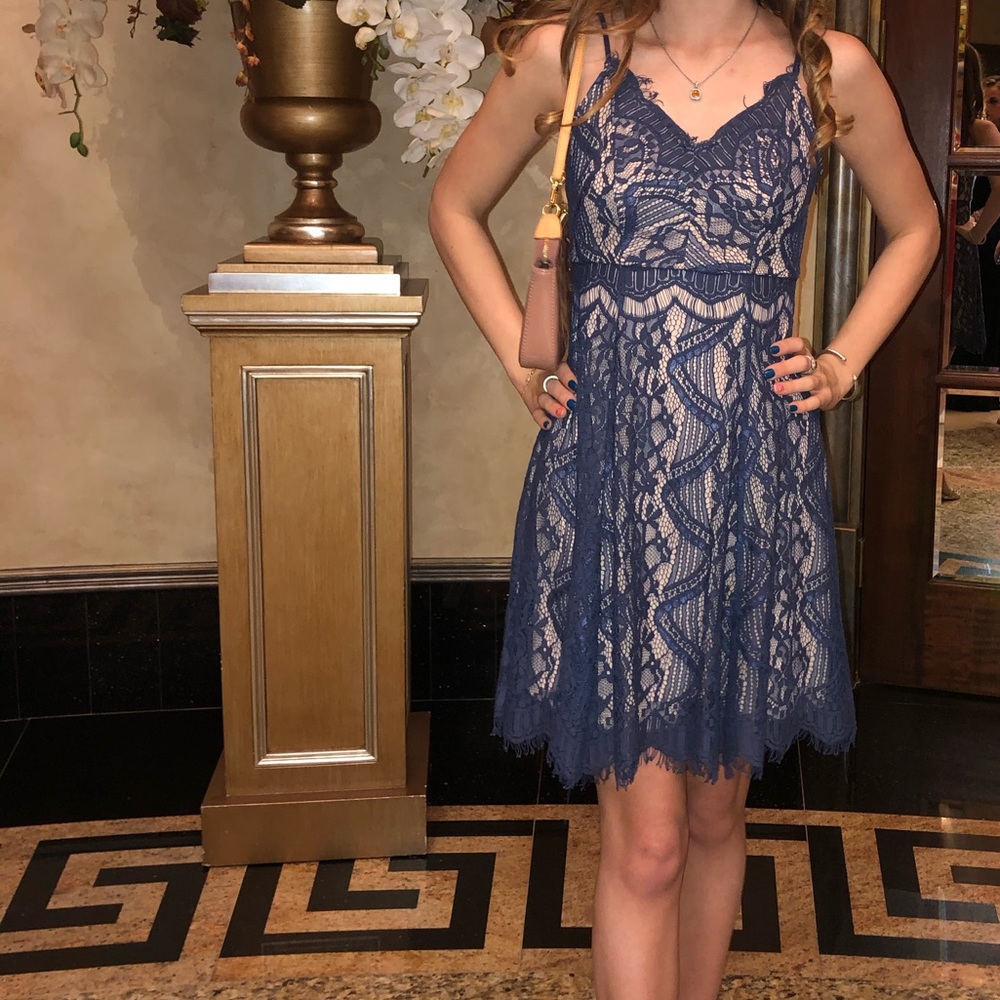 AQUA lace  purple mini dress flare a-line